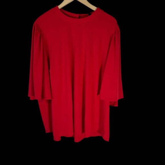 Universal Standard NWT Women's Vermillion Red Bell Sleeve Blouse Sz L - Picture 2 of 7